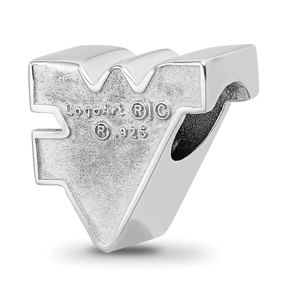 Sterling Silver West Virginia University WV Enameled Bead Charm
