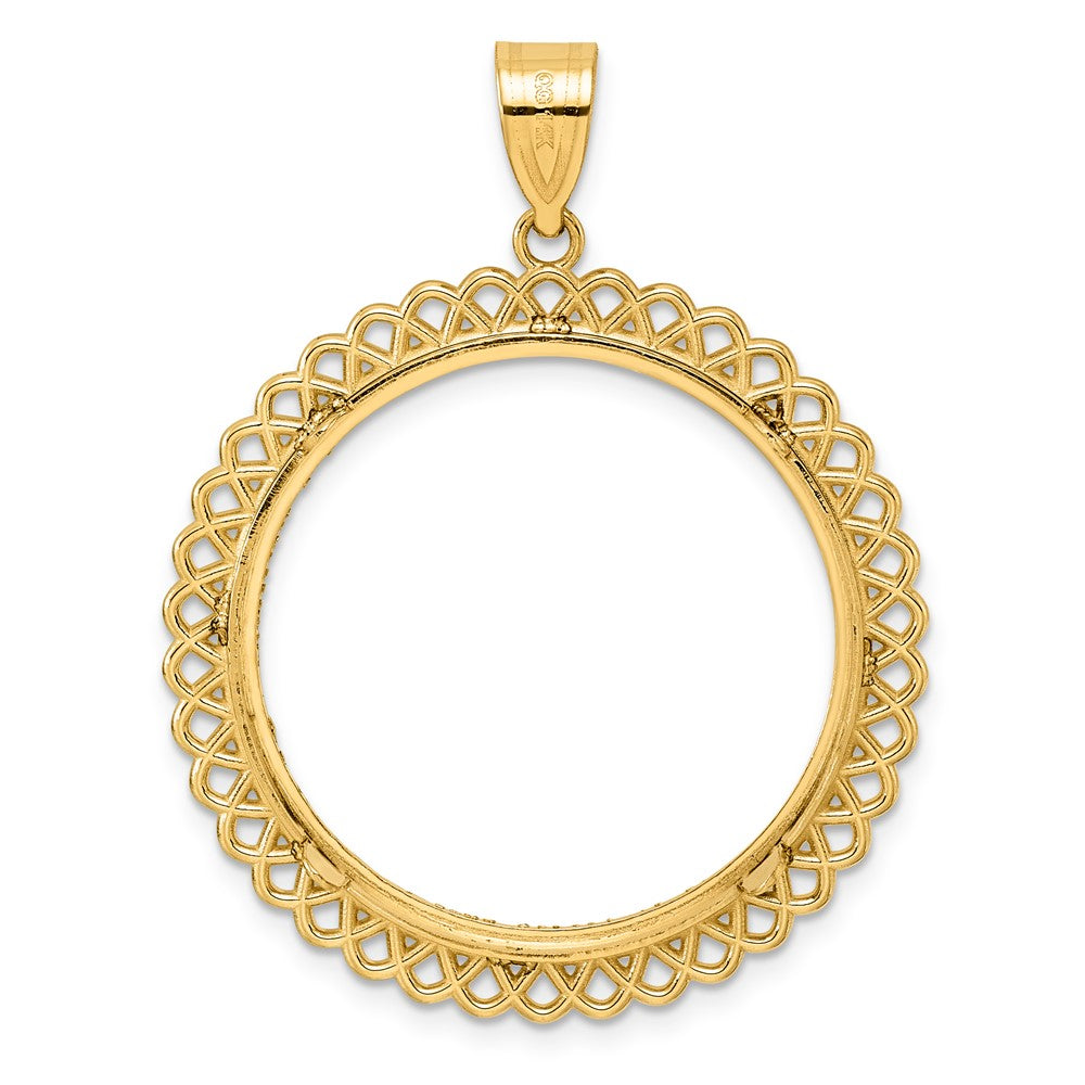 14k Diamond Cut Loop with 27.0mm Prong Coin Bezel Pendant