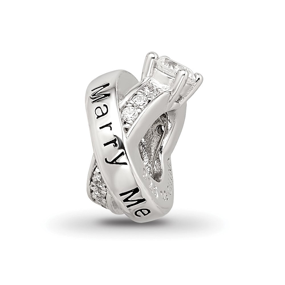 Sterling Silver Reflections Rhod-plated CZ Engagement Ring Bead