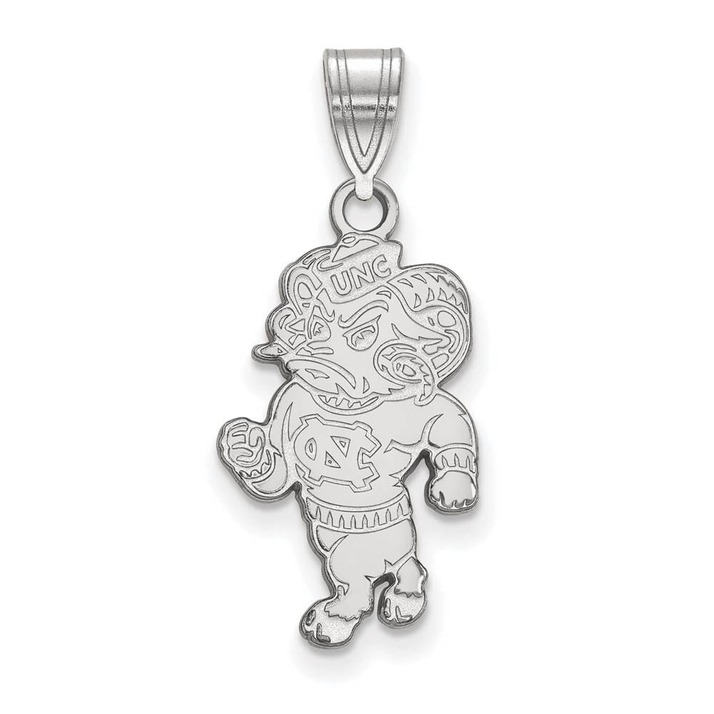 Sterling Silver Rhodium-plated LogoArt University of North Carolina Ram Large Pendant Q-SS056UNC