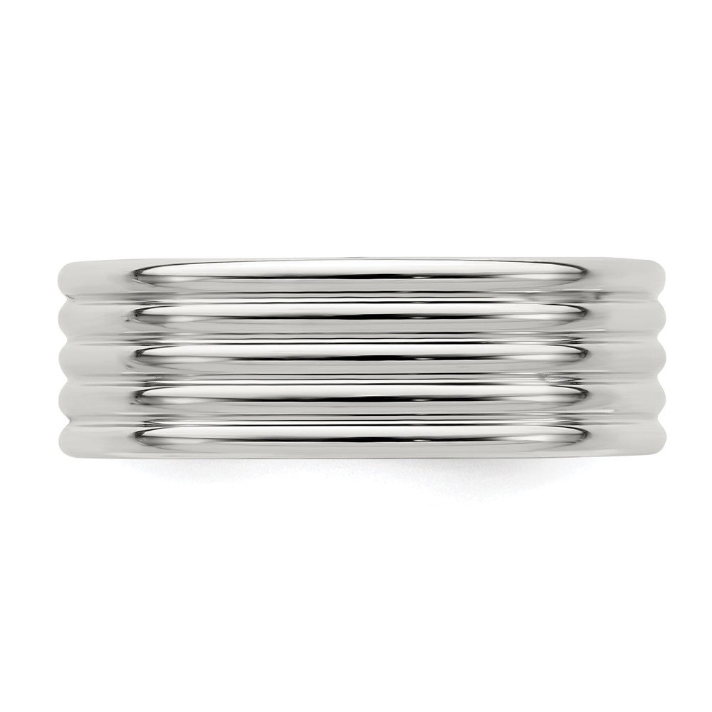 Sterling Silver 7mm Polished 5-Row Fancy Band Size 7.5