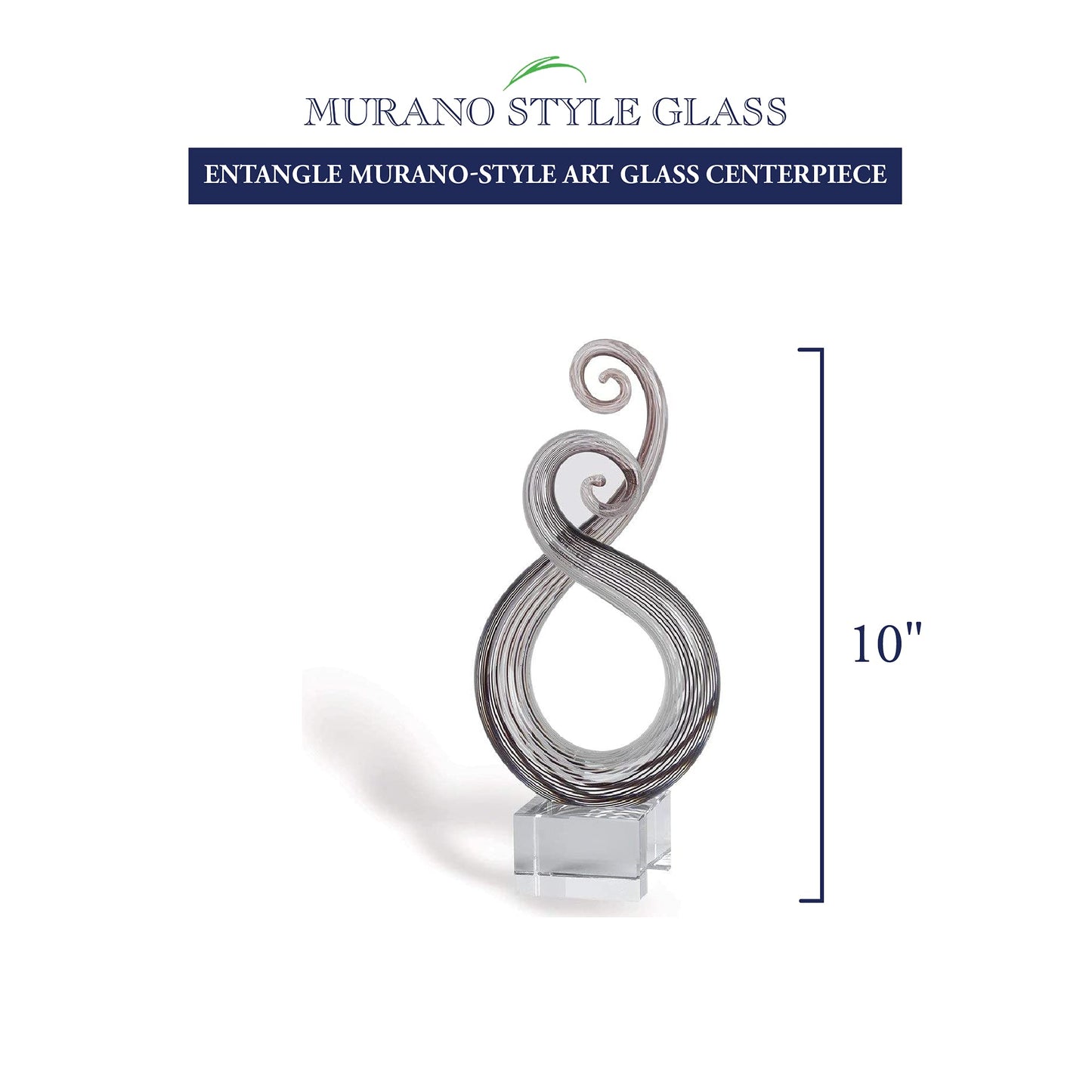 Entangle Murano Style Art Glass Centerpiece on Crystal Base H10"