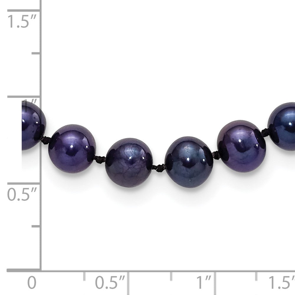 Sterling Silver Rhodium-plated 6-7mm Black Near-Round Freshwater Cultured Pearl 18 inch Necklace 18 Inches