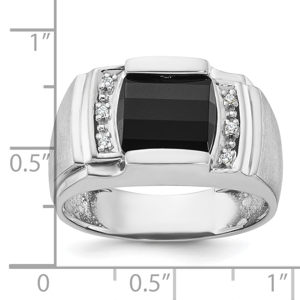 14k White Gold IBGoodman Men's Satin Onyx and Diamond Ring Mounting