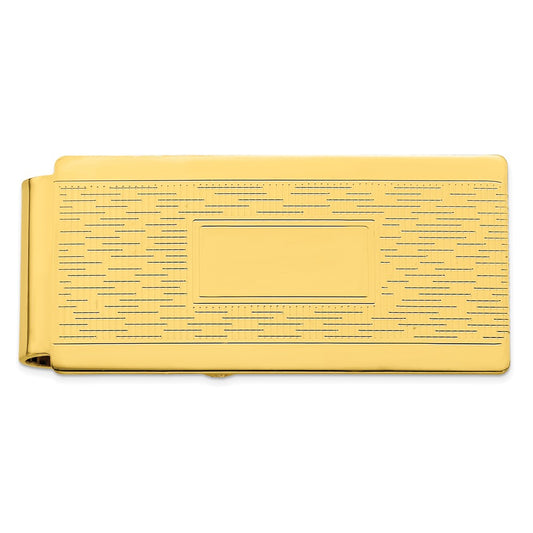 Gold-Plated Kelly Waters Hinged Engravable Patterned Money Clip