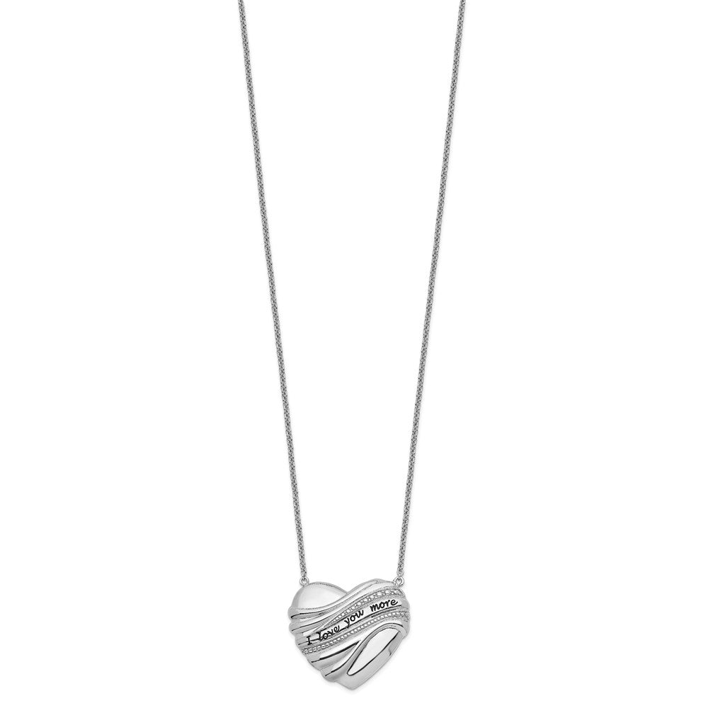 Sentimental Expressions Sterling Silver Rhodium-plated Antiqued I Love You More 18in. Necklace 18 Inches