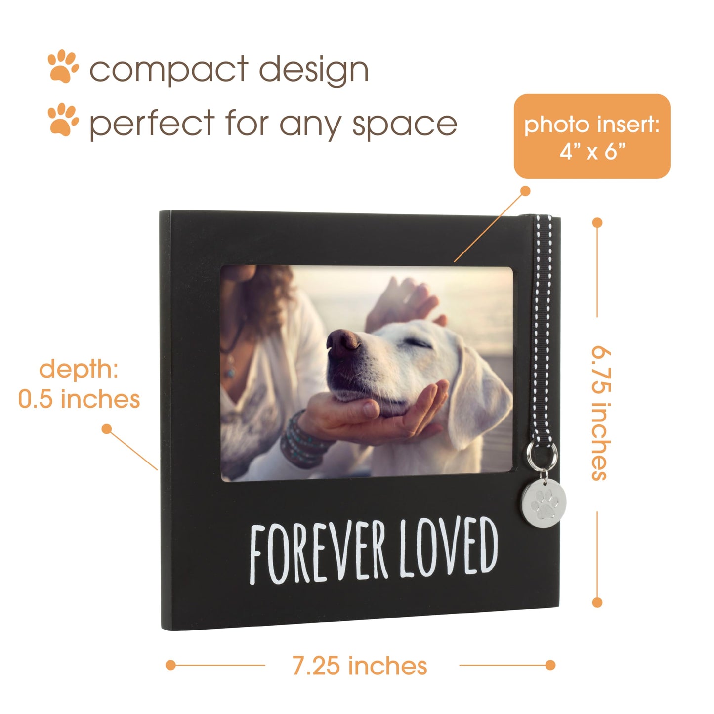 Black Wooden FOREVER LOVED Pet Memorial Remembrance 4x6 Photo Frame QGM20985