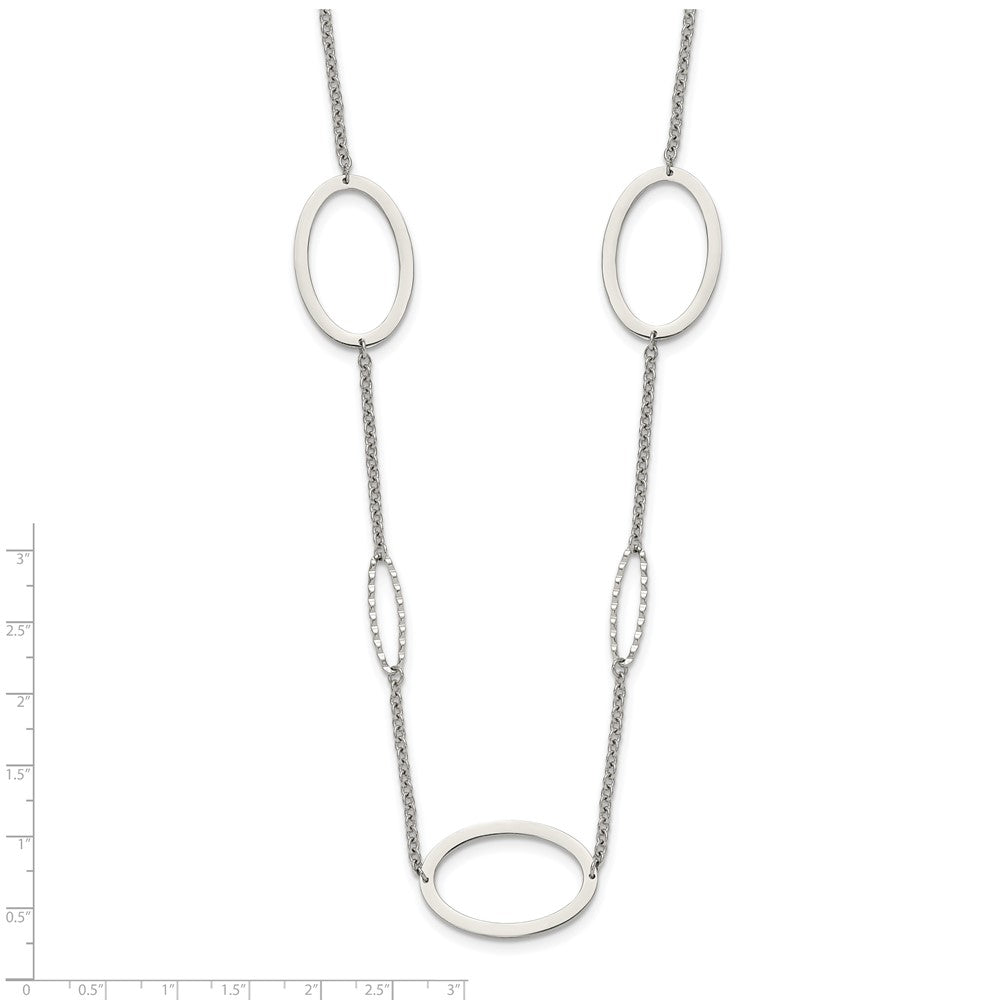Stainless Steel Polished Fancy Oval Link 38in Necklace