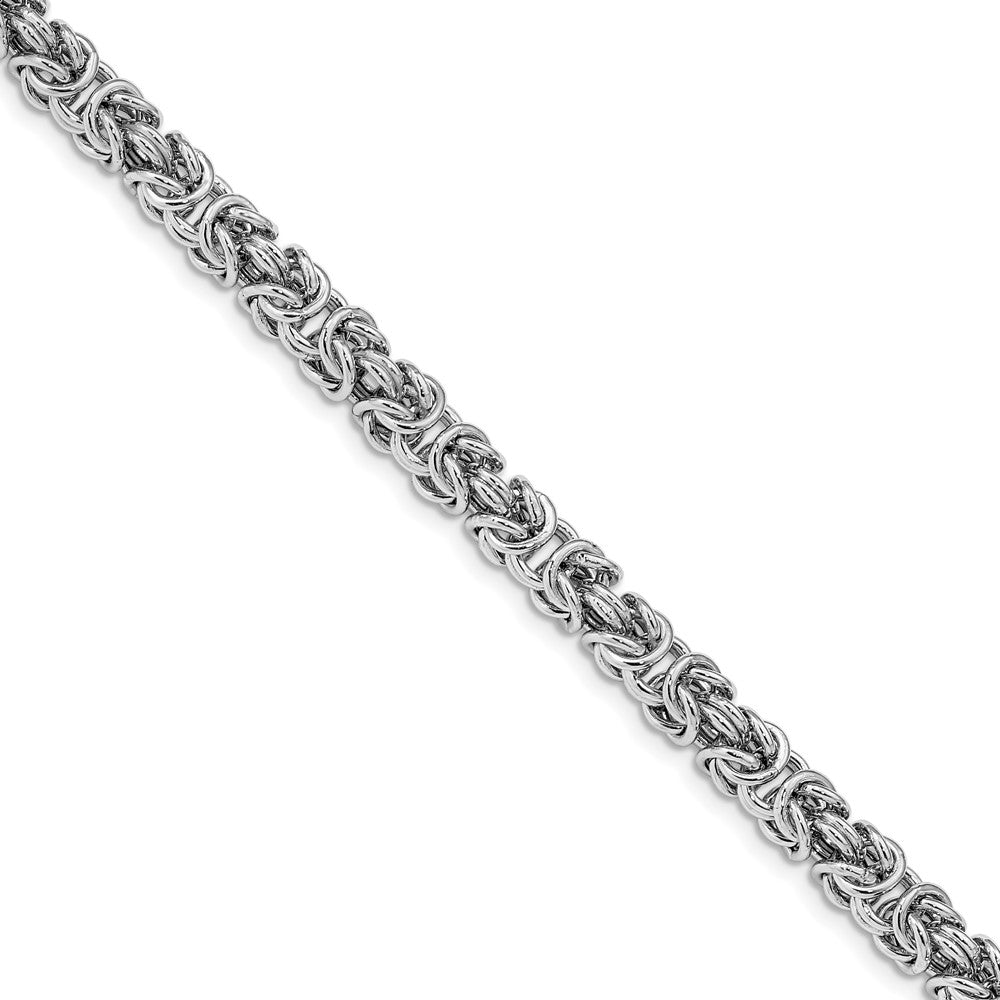 Sterling Silver Rhodium-plated w/ .5in ext Byzantine Bracelet 7.5  inches