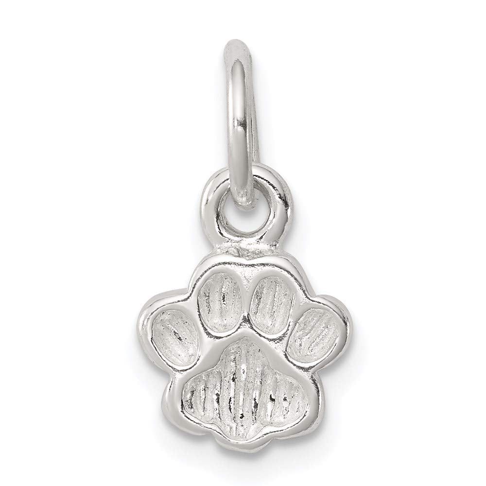 Sterling Silver Polished and Textured Paw Print Charm