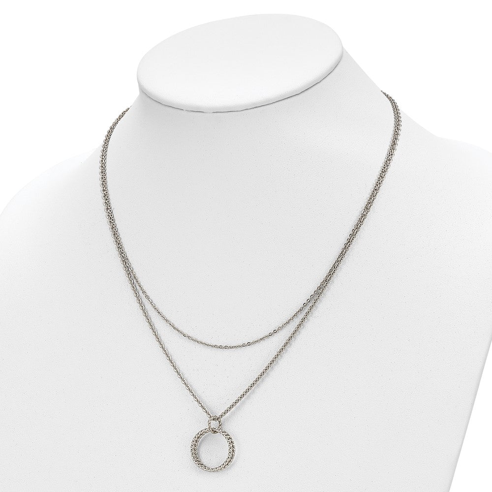 Stainless Steel Polished 2 Strand Twisted Circles 18.5in Necklace