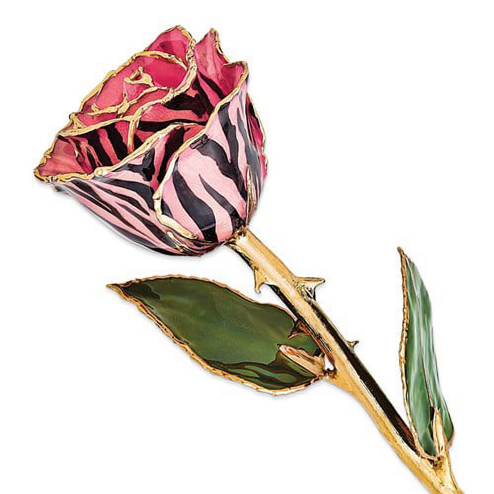 24k Gold Plated Trim Pink Black Chameleon Rose