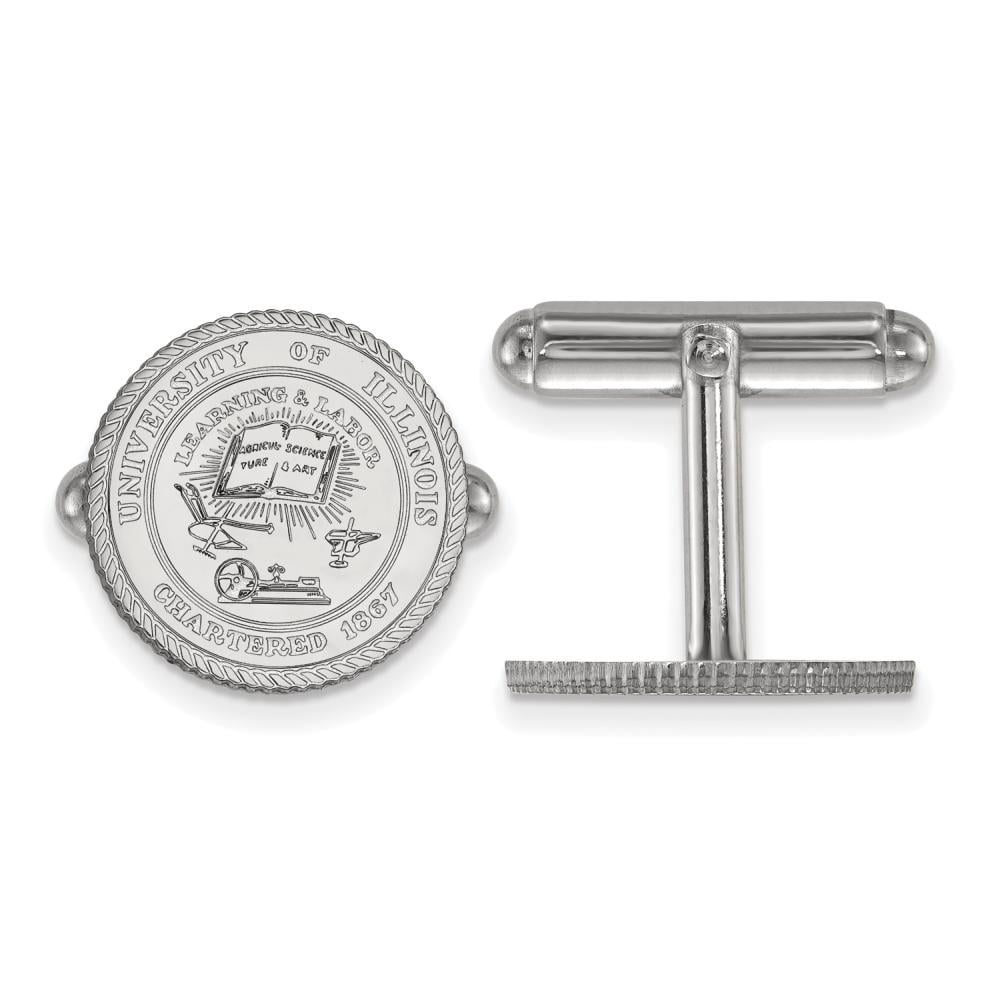 Sterling Silver LogoArt Official Licensed Collegiate University of Illinois (UI) Crest Cuff Link