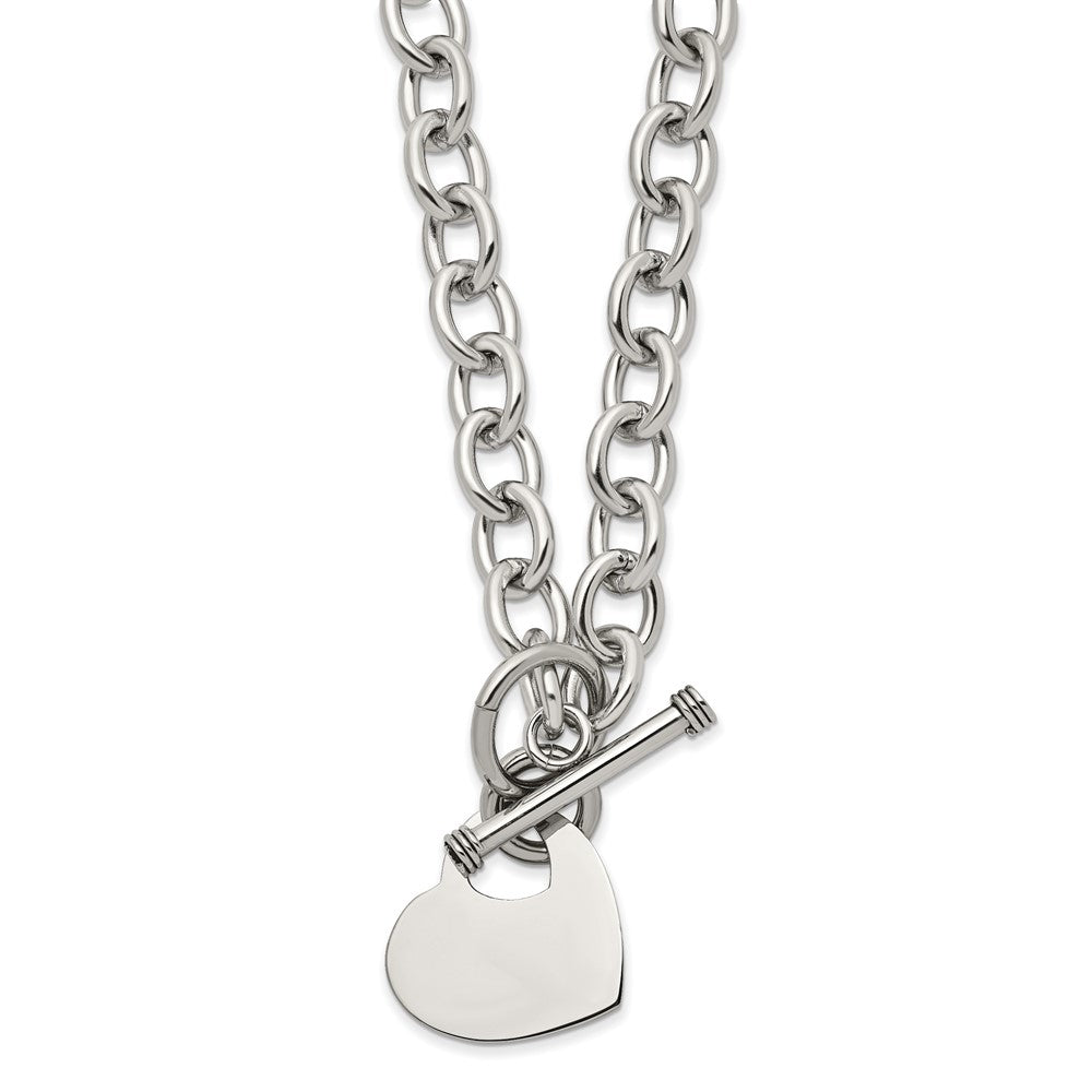 Stainless Steel Polished Heart Toggle 18in Necklace