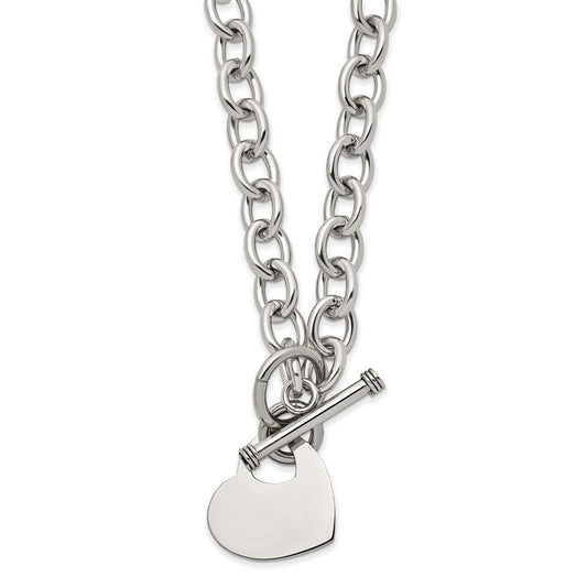 Stainless Steel Polished Heart Toggle 18in Necklace