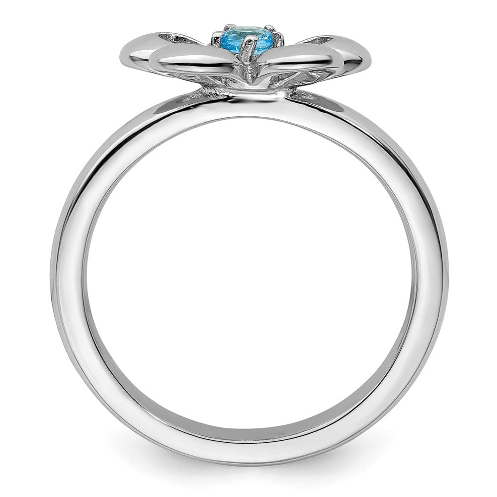 Sterling Silver Stackable Expressions Polished Blue Topaz Flower Ring Size -9