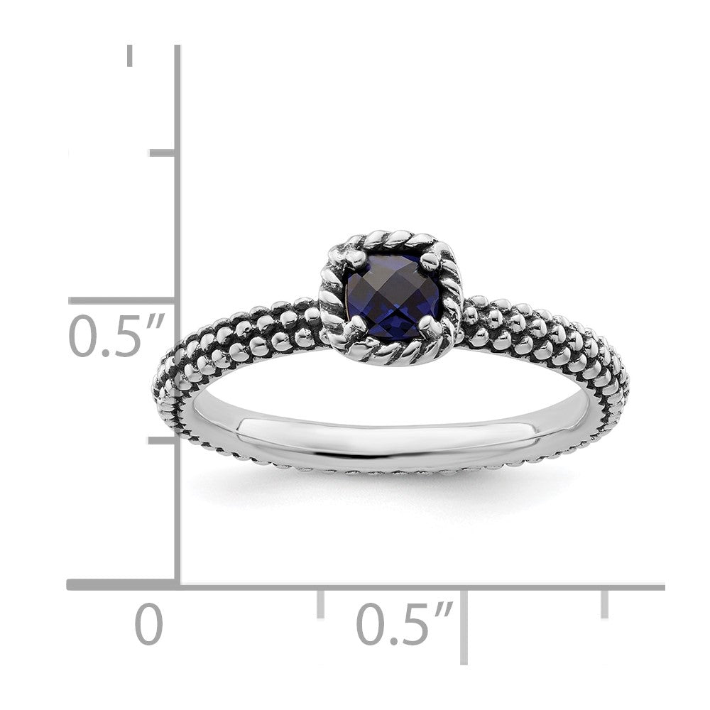 Sterling Silver Stackable Expressions Polished Cr. Sapphire Ring Size -9