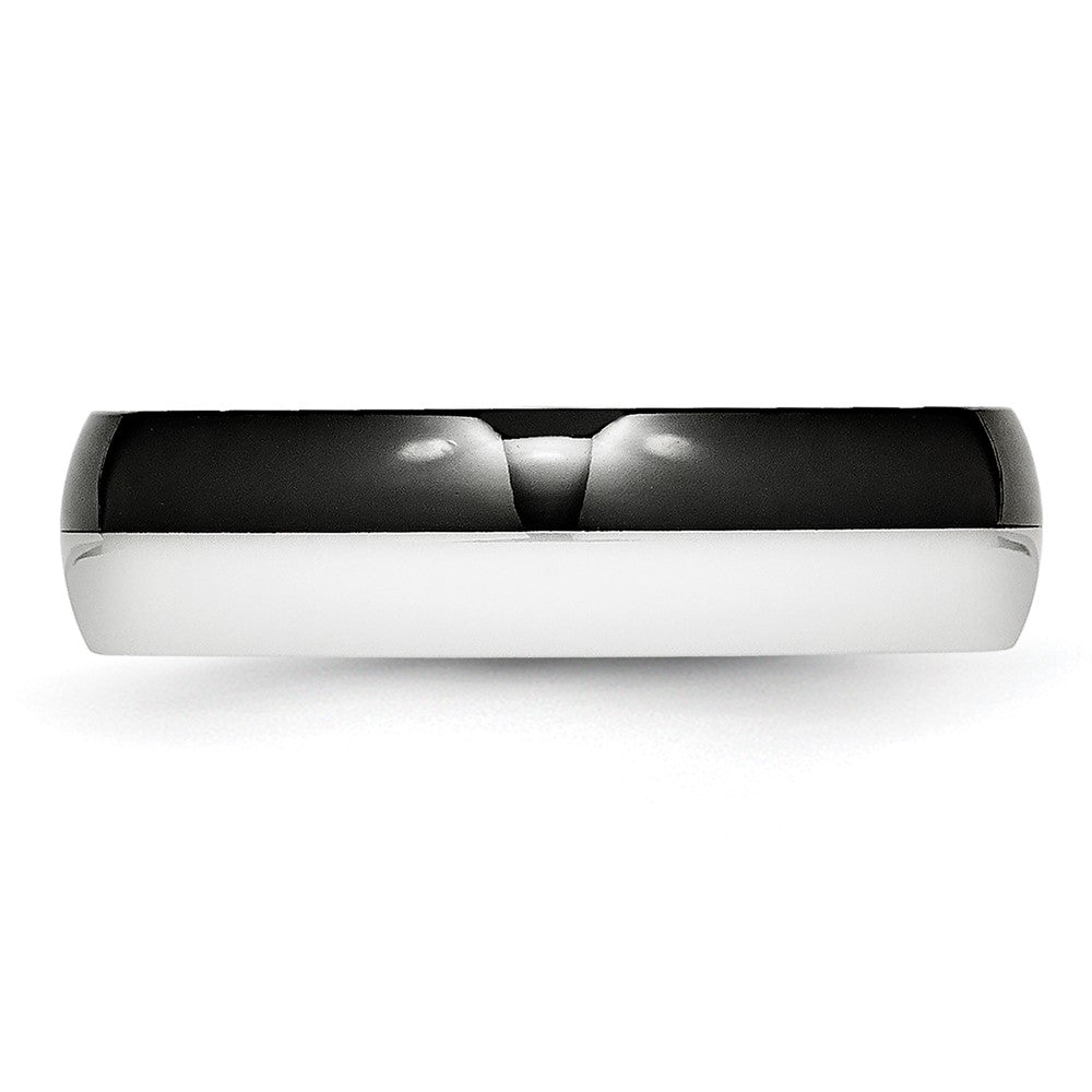 Ceramic Black and White 6mm Polished Band Size - 7.5