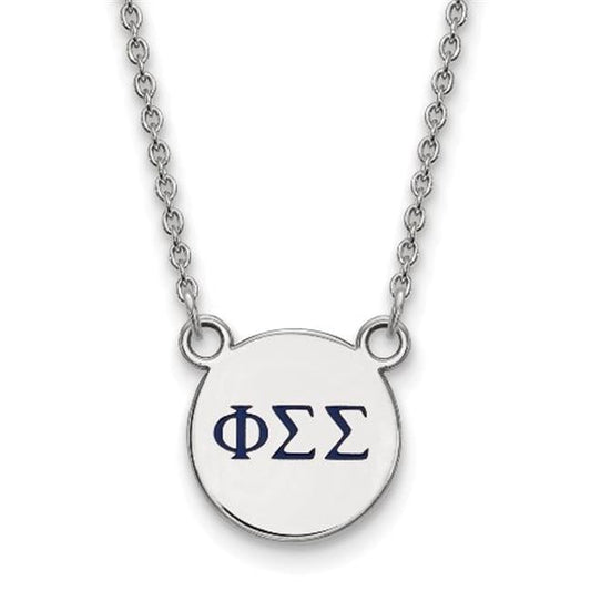 Sterling Silver 18in Official Licensed Greek Sororities Phi Sigma Sigma (???) XS Enamel Pendant w/Necklace