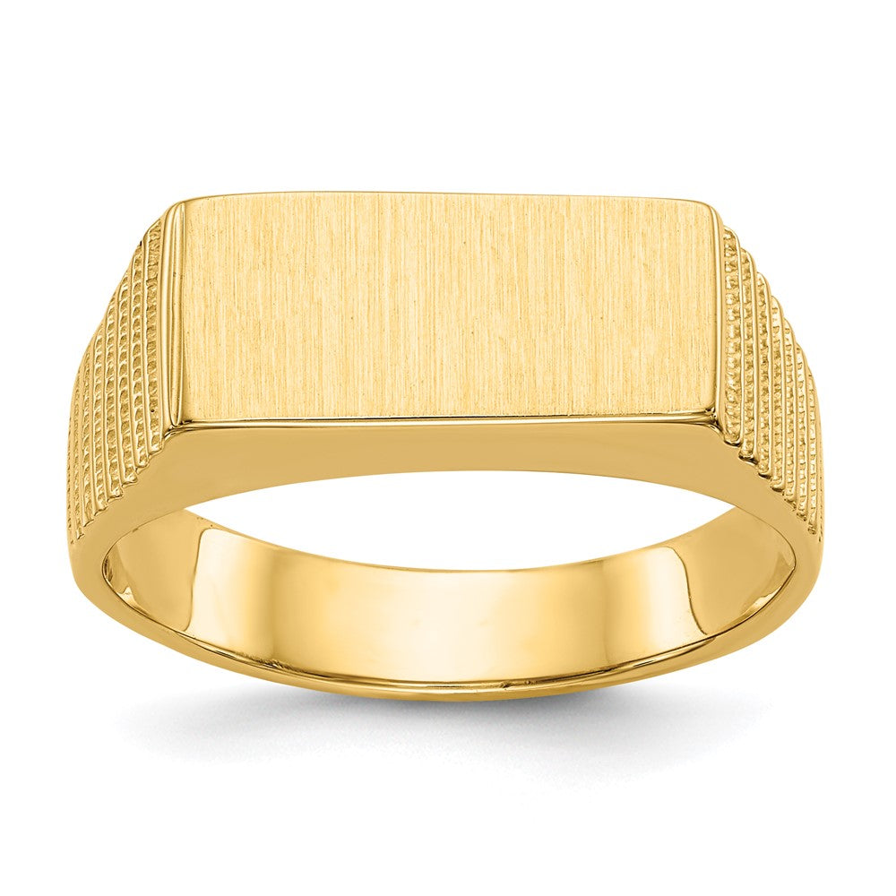 14k 7.0x15.0mm Open Back Men's Signet Ring Size 9.5