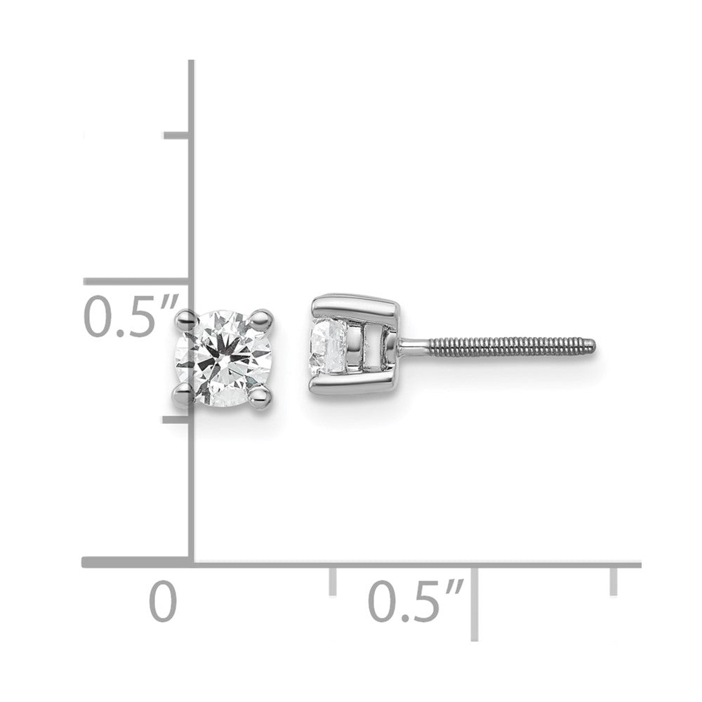 14k White Gold 1/2 ctw Lab Grown Diamond VS/SI+ G+ Round 4 Prong Heavy Wt. Screwback Stud Earrings