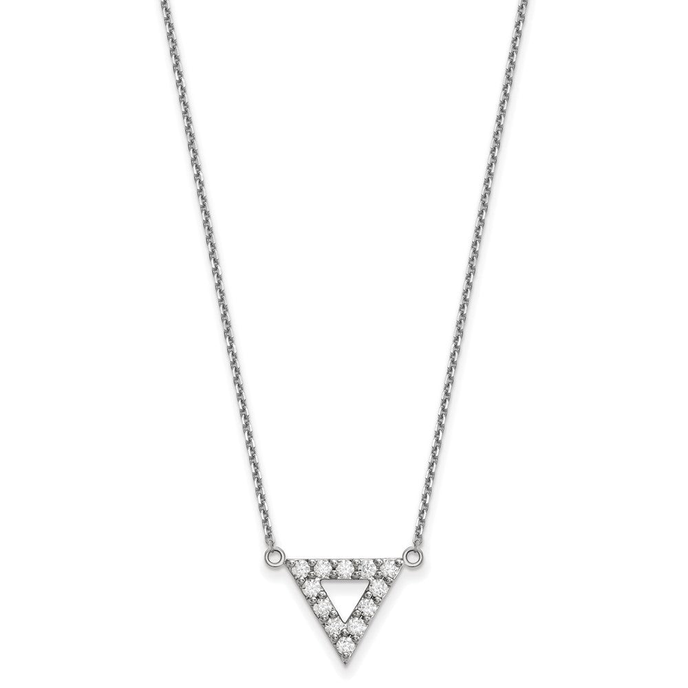 14k White Gold AA Quality Diamond 13mm Triangle Necklace