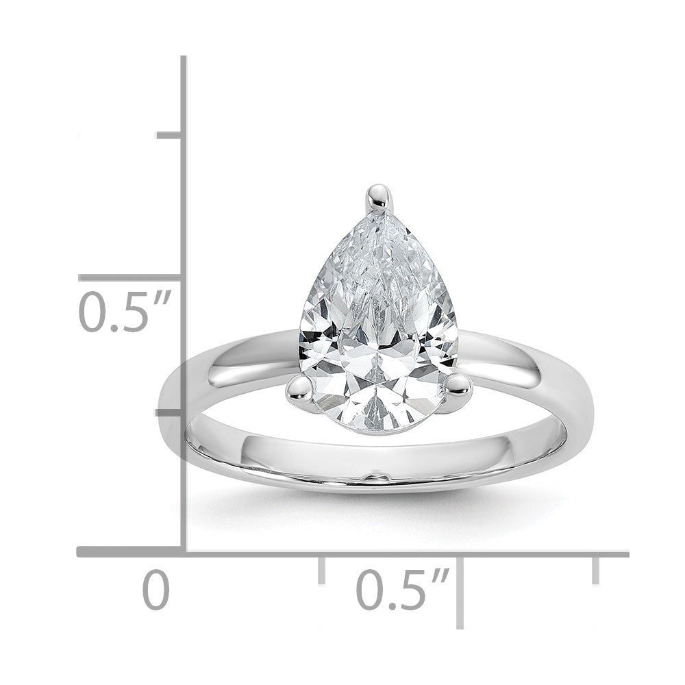 Cheryl M Sterling Silver Rhodium-plated Polished Pear CZ Ring