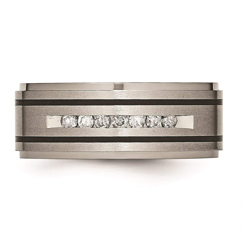 Titanium Polished/Brushed Enameled 1/4ct tw. Diamond 9mm Band Size - 10