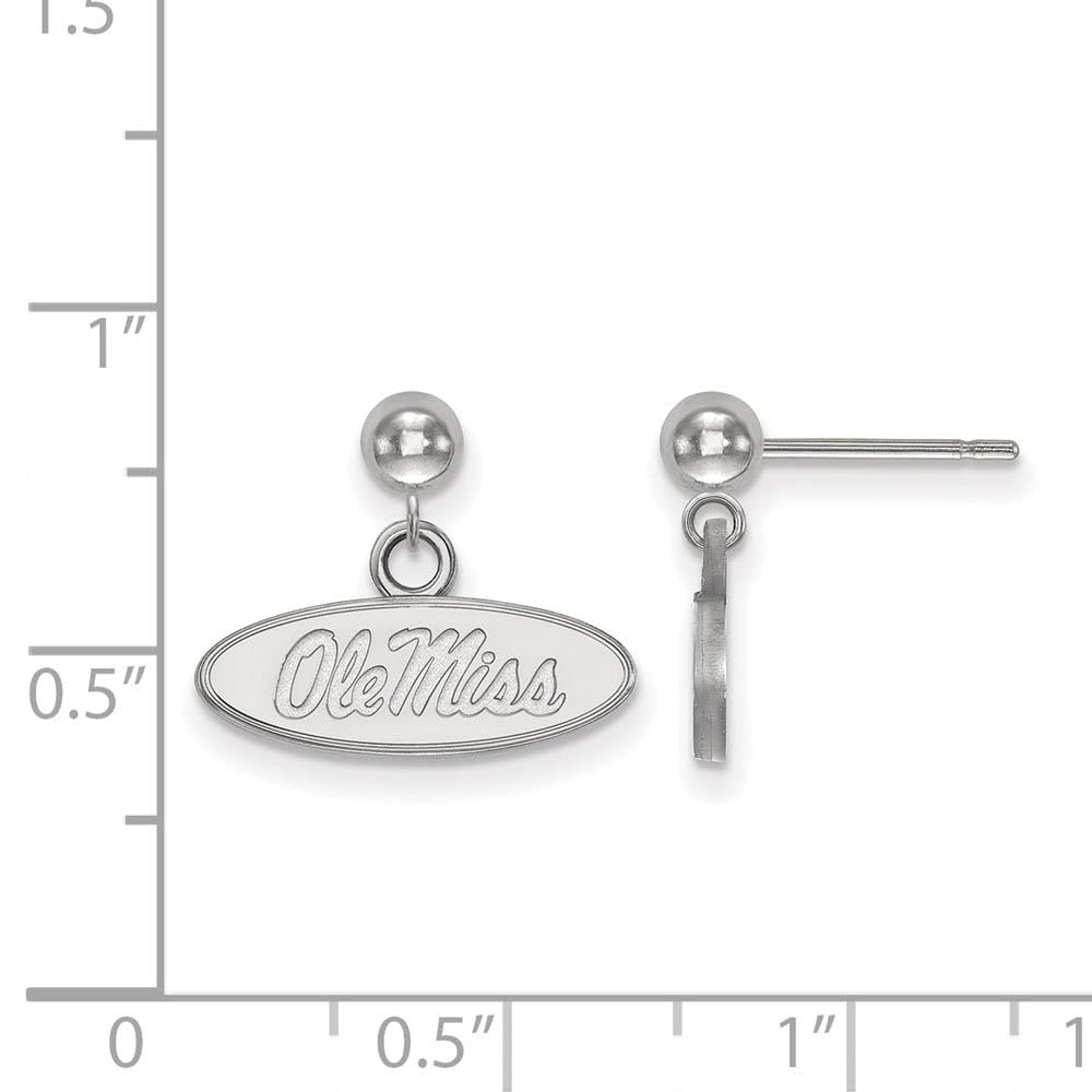 Sterling Silver University of Mississippi Ball Dangle Earrings