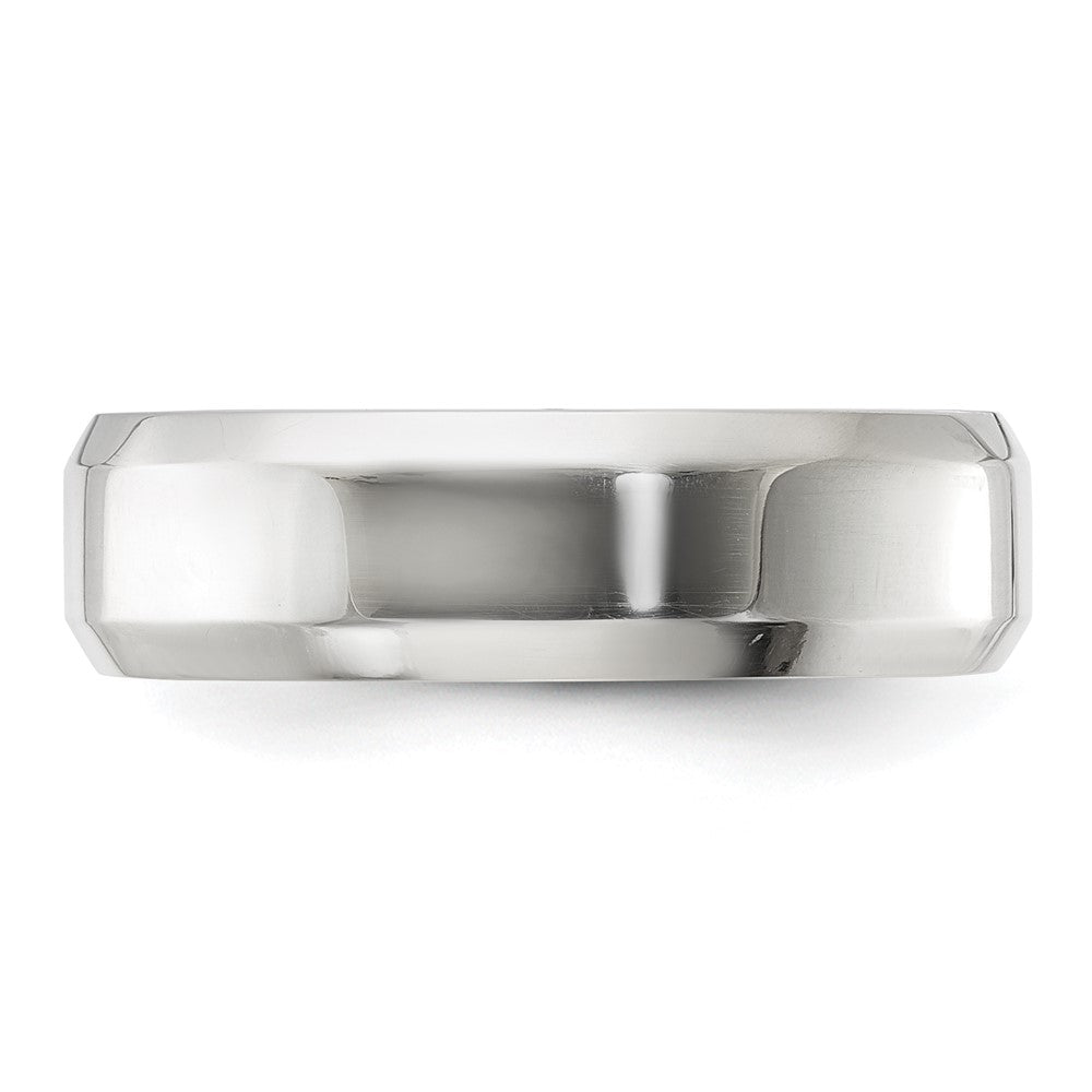 Sterling Silver Rhodium-plated 6mm Bevel Edge Size 7 Band