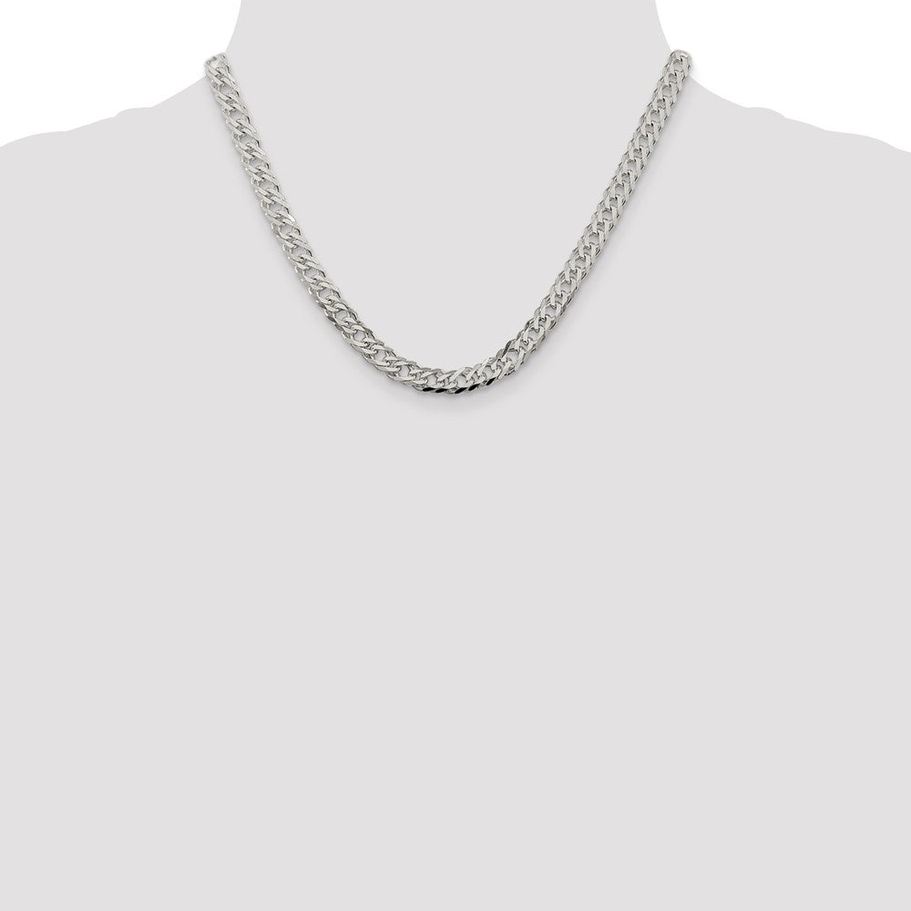 Sterling Silver 6.25mm 6 Side D/C Flat Double Curb Chain 18 Inches