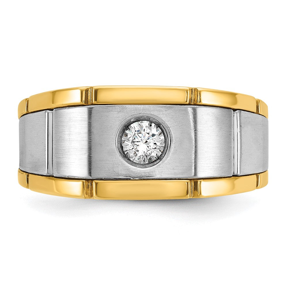 SS/GP IBGoodman Men's Polished and Satin CZ Complete Ring