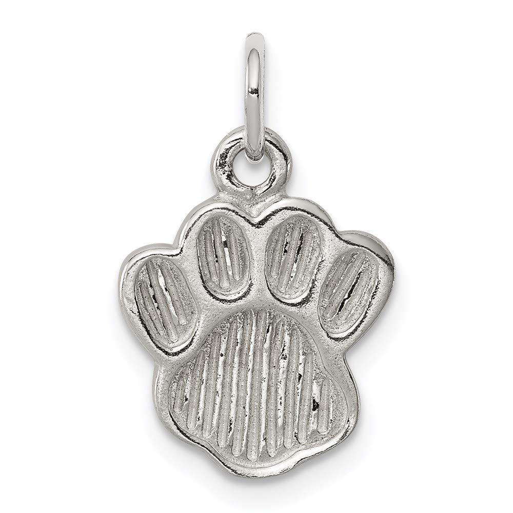 Sterling Silver Polished and Textured Paw Print Charm