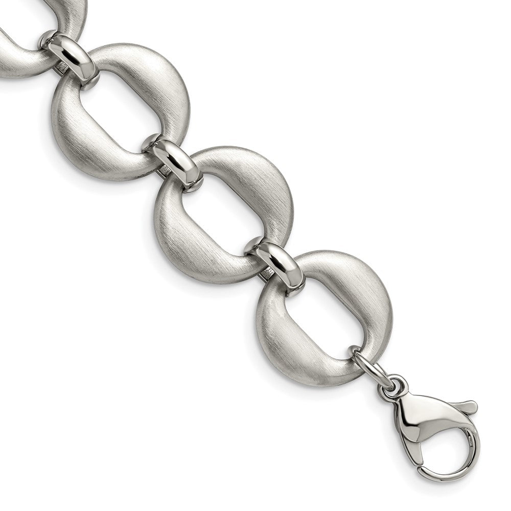 Stainless Steel Polished and Brushed 7.5in w/.5in ext. Bracelet 7.25 inches