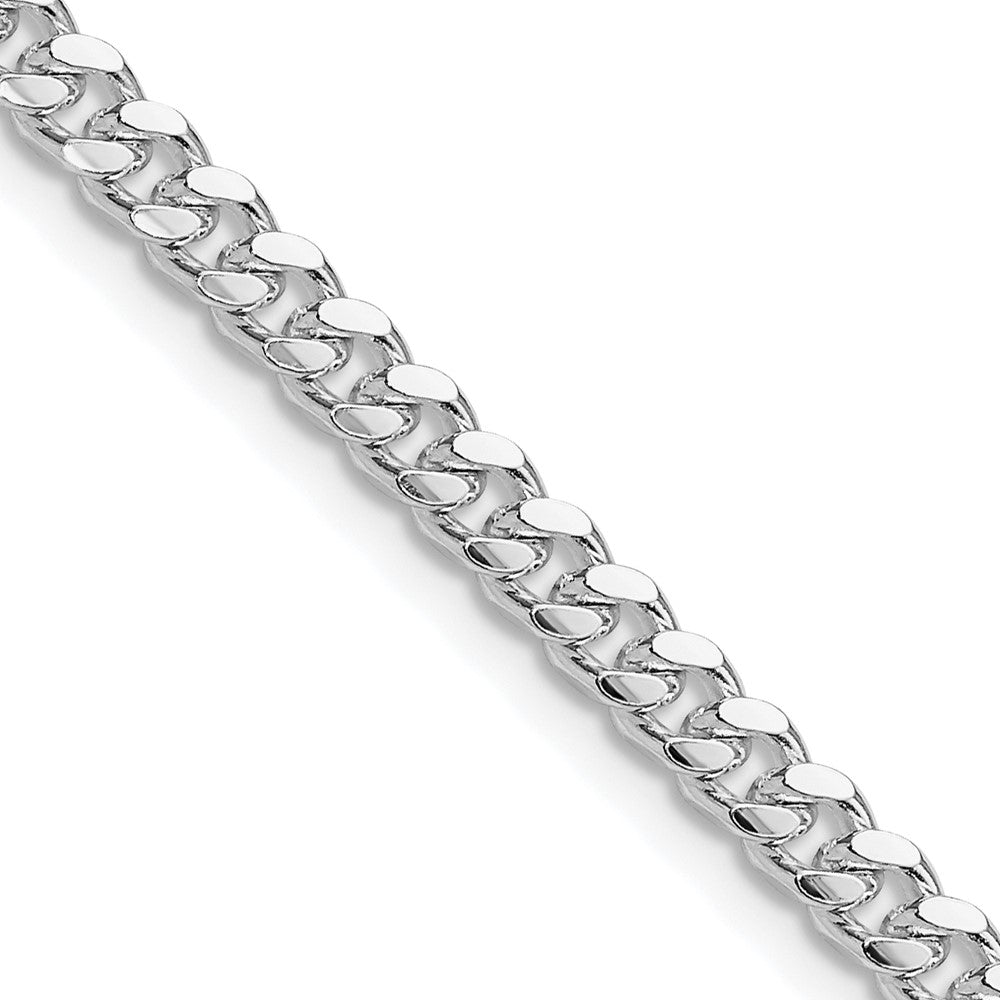 Sterling Silver Rhodium-plated 4mm Domed w/ Side D/C Curb Chain 24 Inches