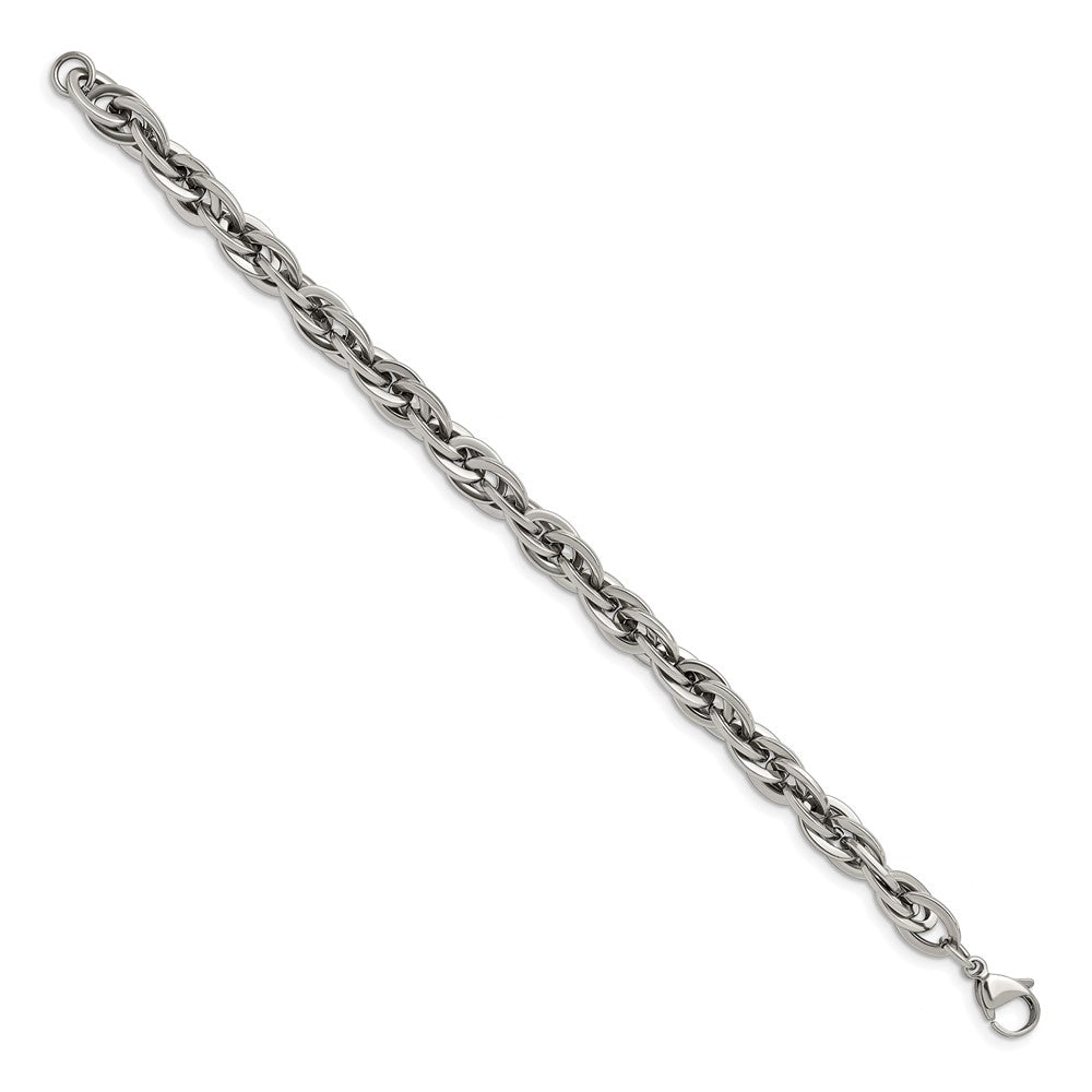 Stainless Steel Polished Oval Links 8in Bracelet 8.25 inches