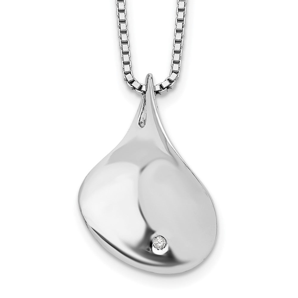 White Ice Sterling Silver Rhodium-plated 18 Inch Diamond Teardrop Necklace with 2 Inch Extender 18 Inches