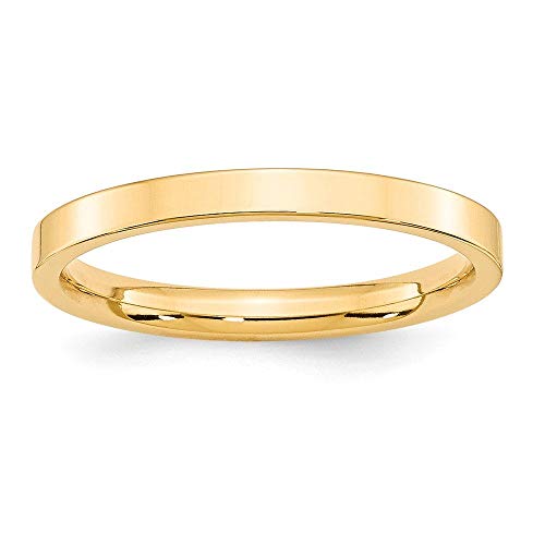14k Yellow Gold 2.5mm Standard Weight Flat Comfort Fit Wedding Band Size 8.5 FLC025
