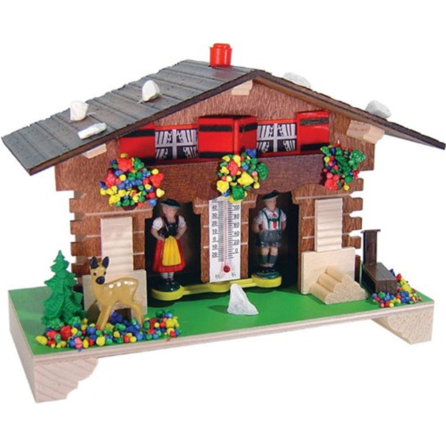 Traditional German Weatherhouse with Deer and Thermometer