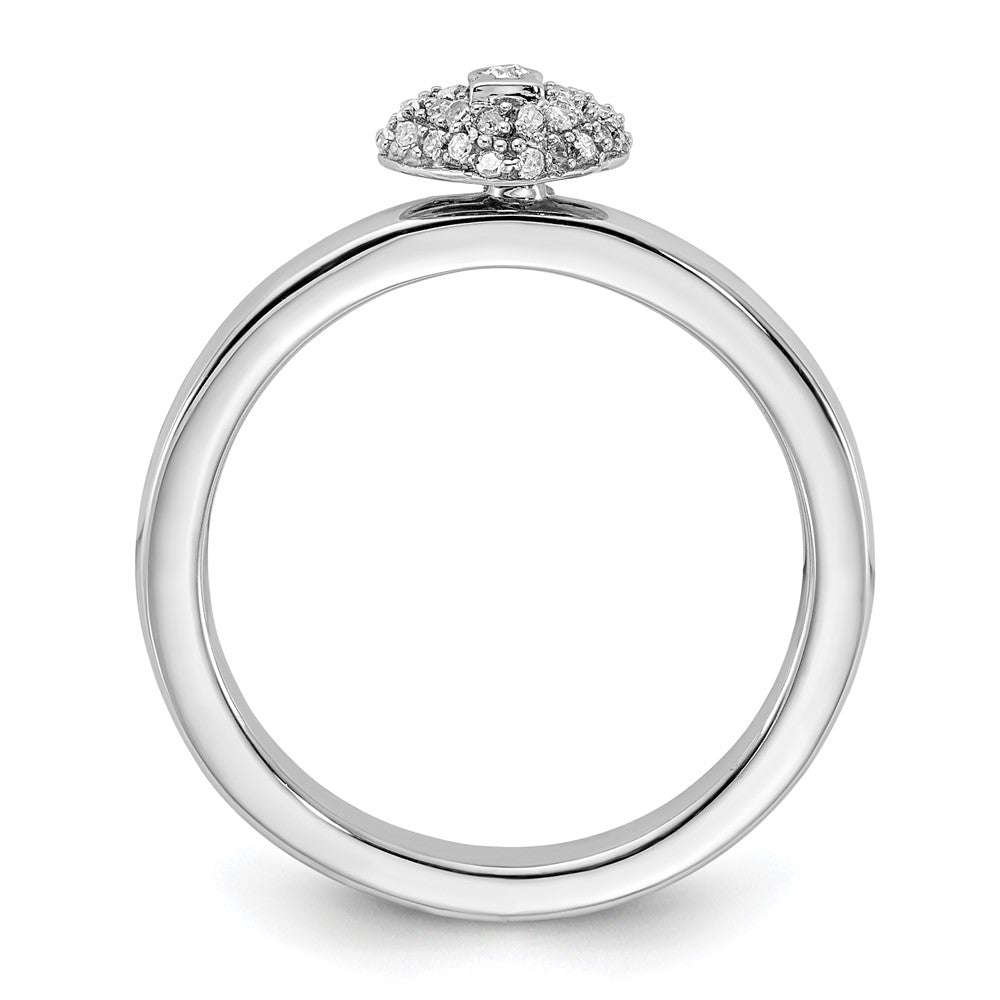 Sterling Silver Stackable Expressions Polished Diamond Heart Lock Ring Size -5