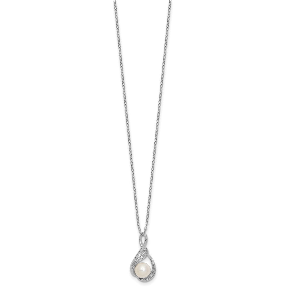 SS Pearl & Diamond Pend Necklace