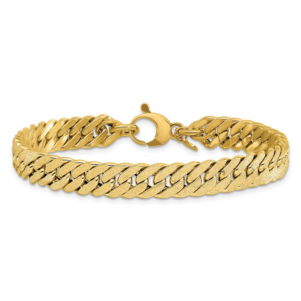 14K Polished and Satin Reversible Fancy Curb Bracelet 7.5  inches