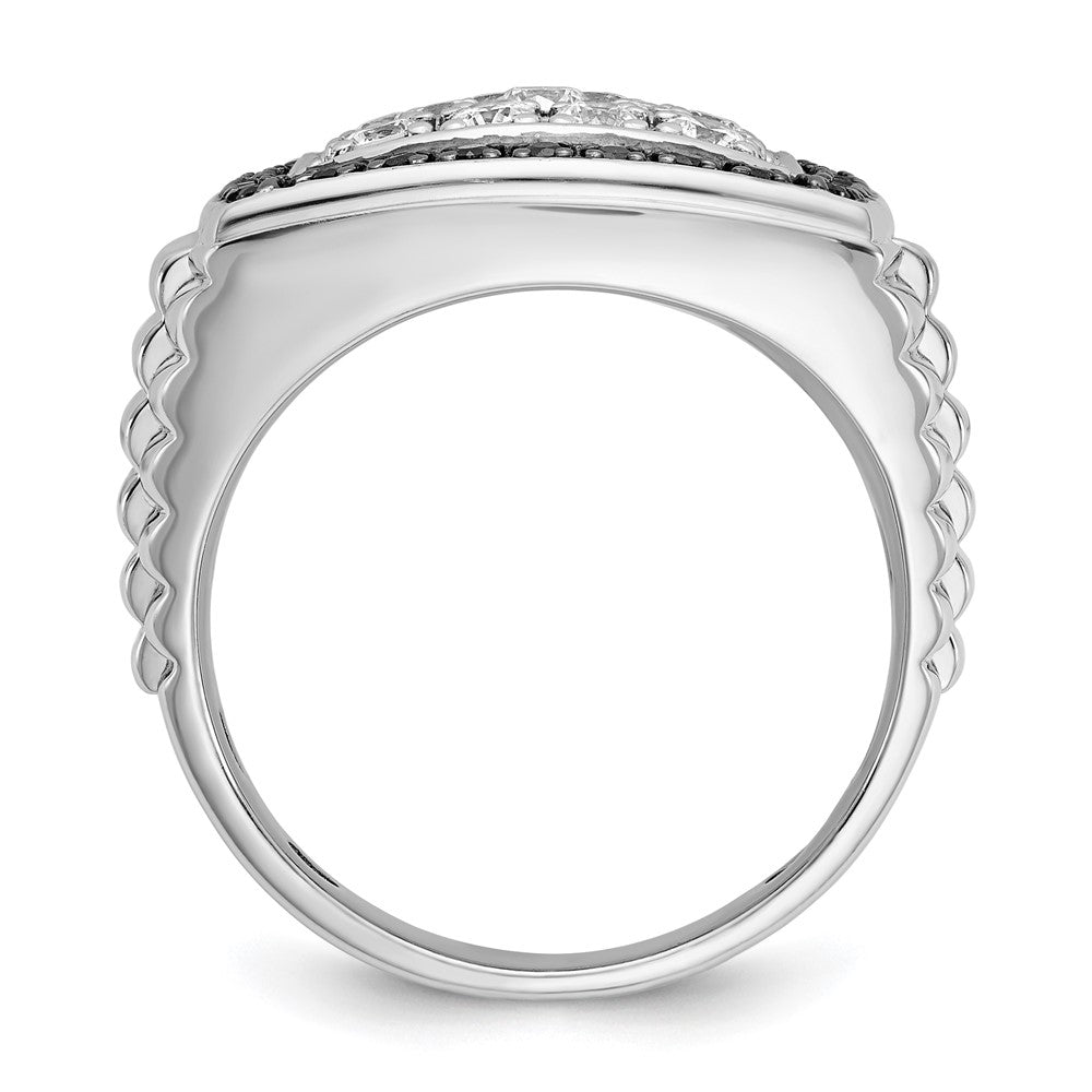 IBGoodman 14k White Gold Men's Polished and Textured Cluster Ring Mounting