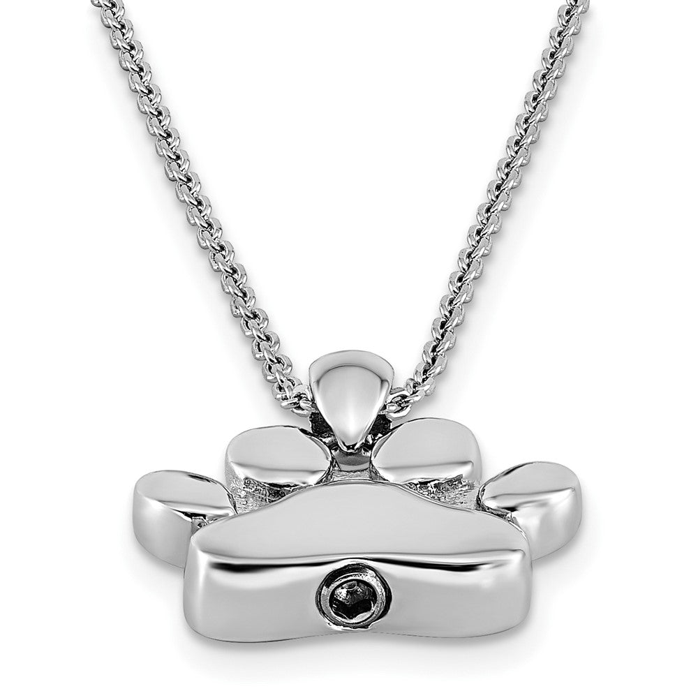 Sterling Silver Rhodium-plated Paw Print Ash Holder 18in Necklace 18 Inches