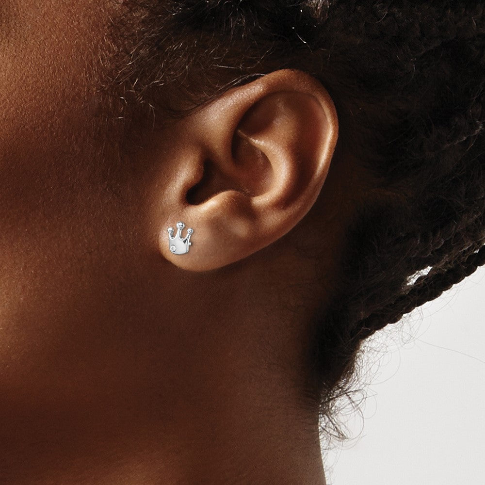 Sterling Silver Rhodium Diam. Dangle Earrings
