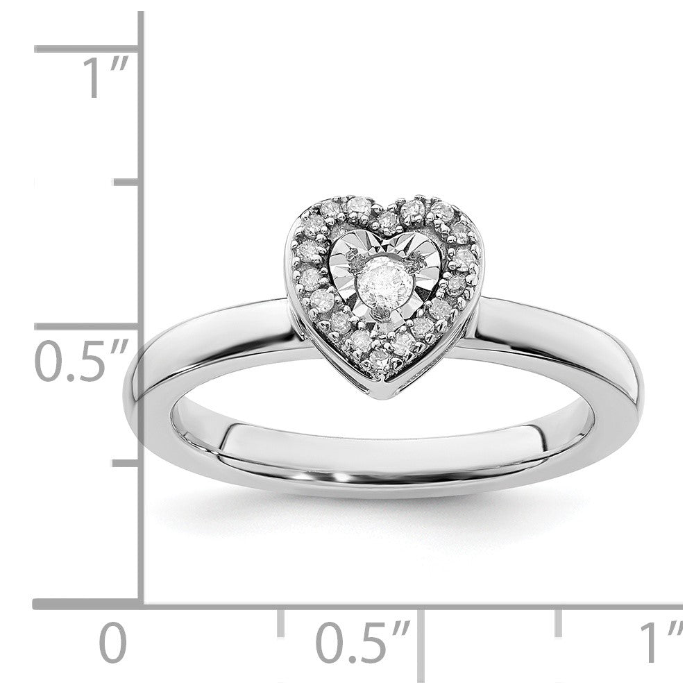 Sterling Silver Stackable Expressions Heart Diamond Ring Size -7