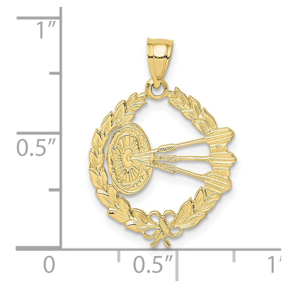 10k Dart Board and Darts in Leaf Design Charm