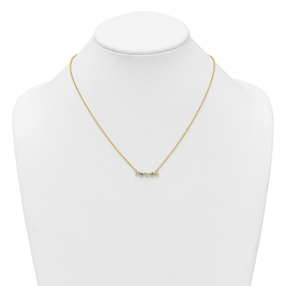 True Origin 14K Yellow Gold 5/8 carat Lab Grown Diamond VS+ F+ 18 in Complete Fashion Bar Necklace