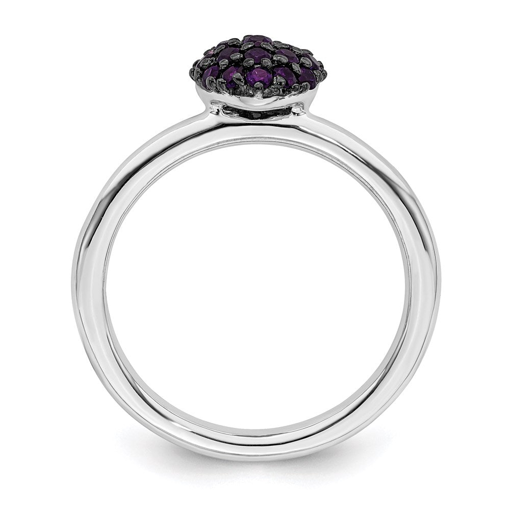 Sterling Silver Amethyst Stackable Expressions Heart Ring Size -6