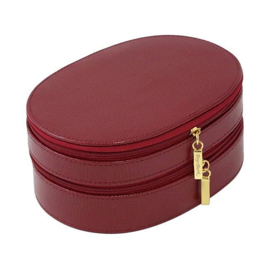 2 Level Travel Lizard Leather Jewelry Case